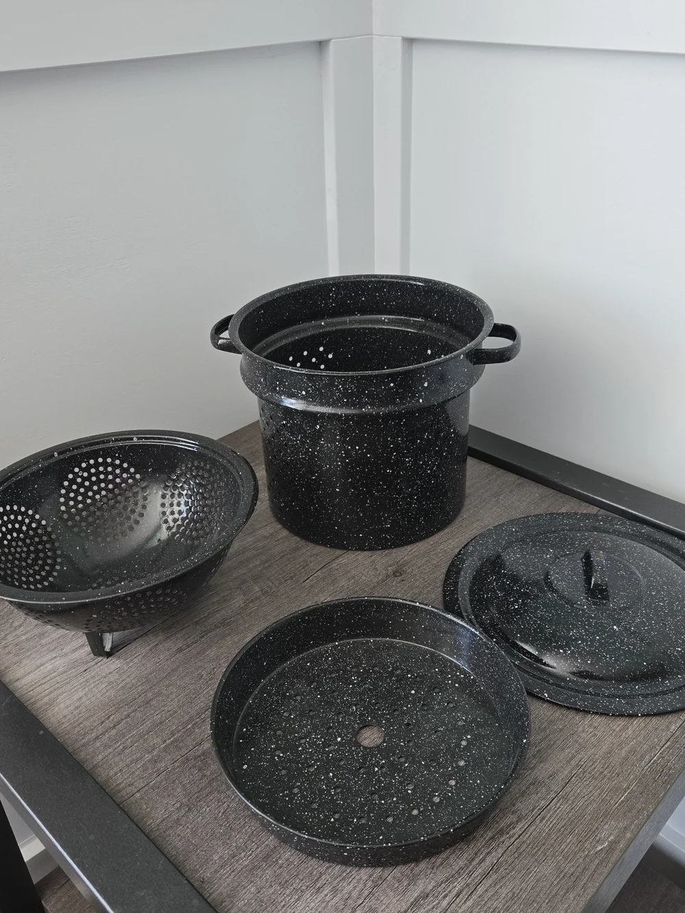 Granite Ware 15.5 Qt 4pc Steamer Stock Pot Strainer Basket Steaming Tray Lid